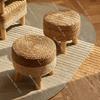 Pastoral Rattan Shoe Stool Small Round Stool Living Room Woven Sitting Pier