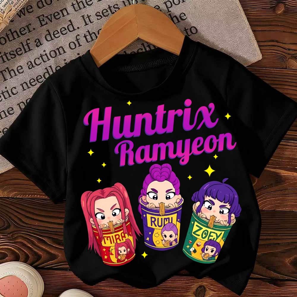 

Harajuku Child Clothes Fashion Kids T-Shirt Girls Boys Clothing Kpop Demon Hunter HuntrX Graphic Short Sleeve Tees Tops/ 160