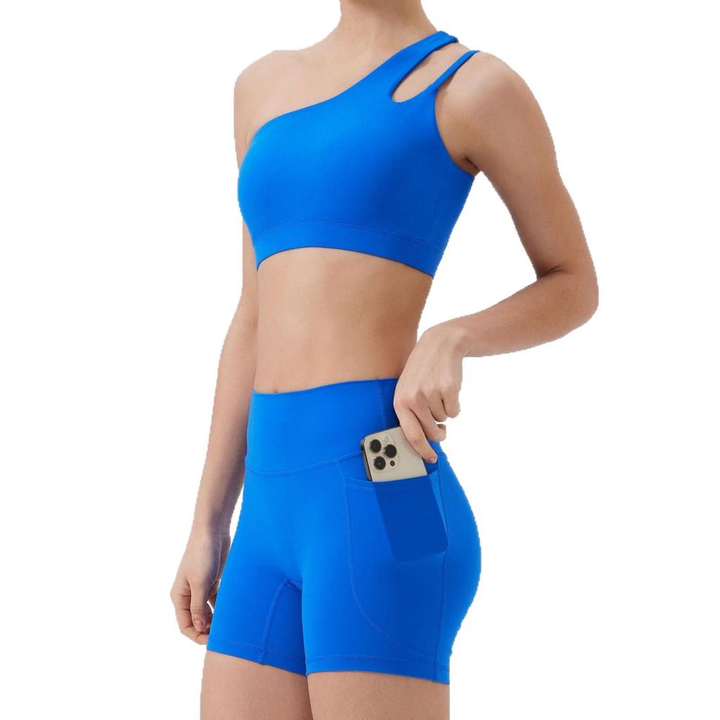 Gränsöverskridande Enaxlad Sport-BH för Yoga med Oregelbundna Band - Stötsäker, Vacker Ryggdesign för Fitness & Löpning