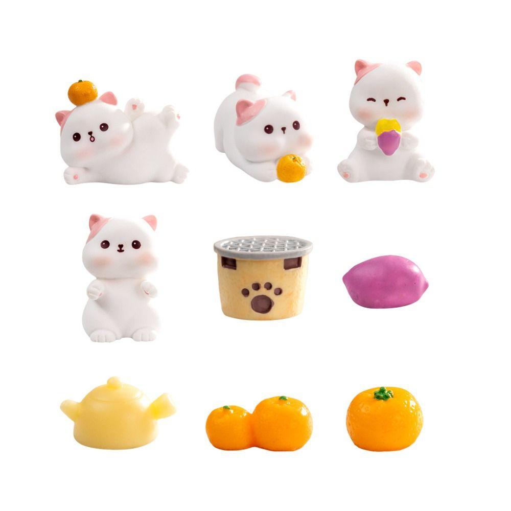 Cute Mini Cat Ornament Cartoon Kitten Statue Cat Figurines Miniatures  Fairy Garden Decorations