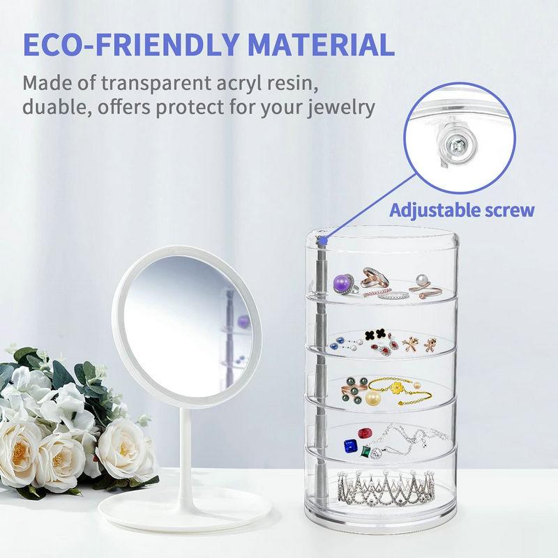 5-Layers Rotatable Jewelry Storage Organizer Box for Earrings Hair Accessories & Beauty Supplies Earrings Necklaces Bracelets