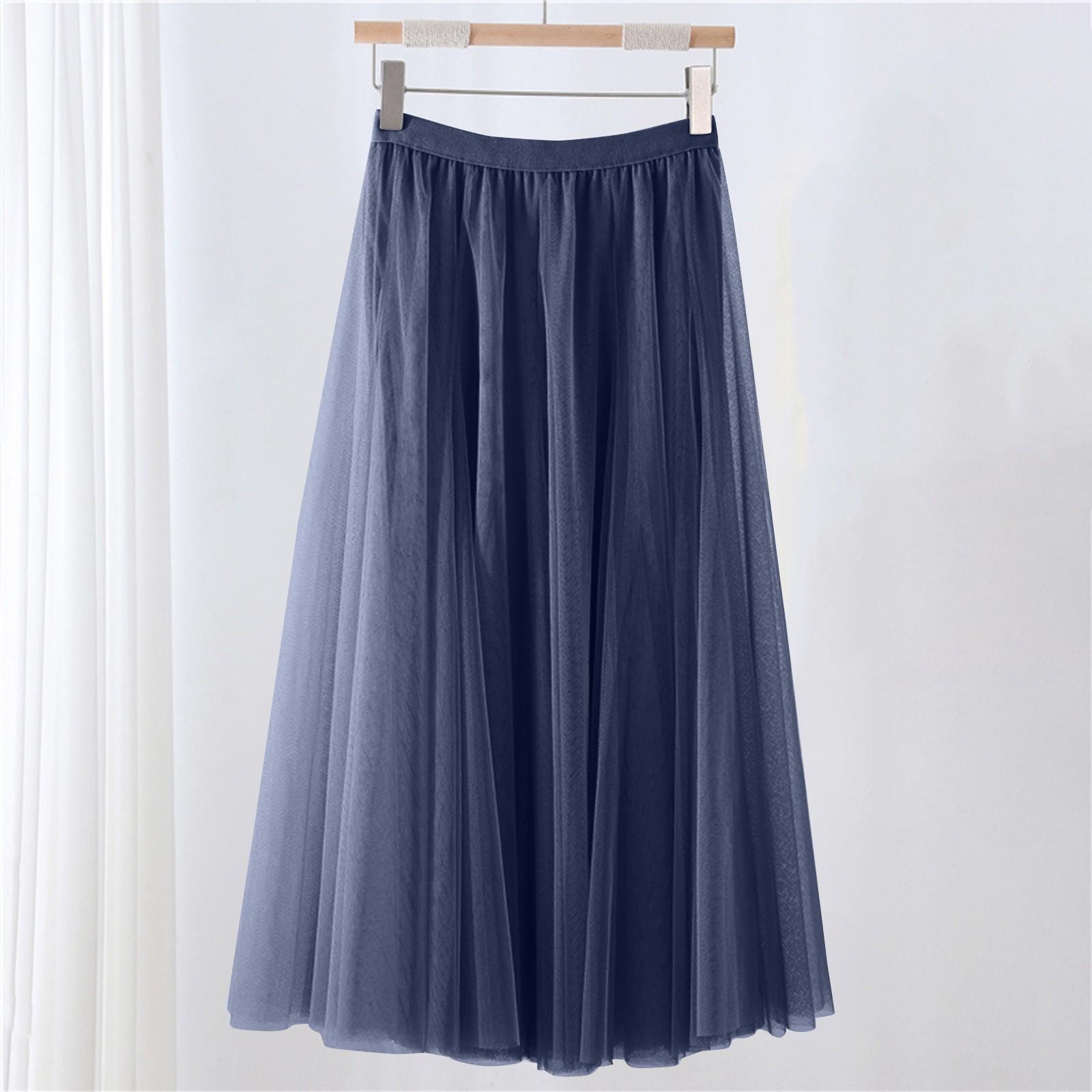 

Женская однотонная сетчатая юбка с резинкой, большая юбка средней длины 85