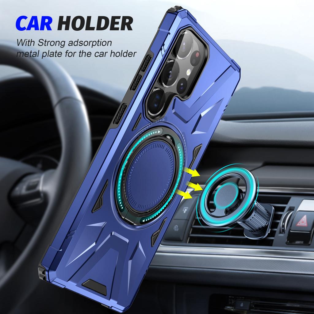For Samsung Galaxy S25 Ultra Magnetic Case Kickstand TPU PC Phone Cover