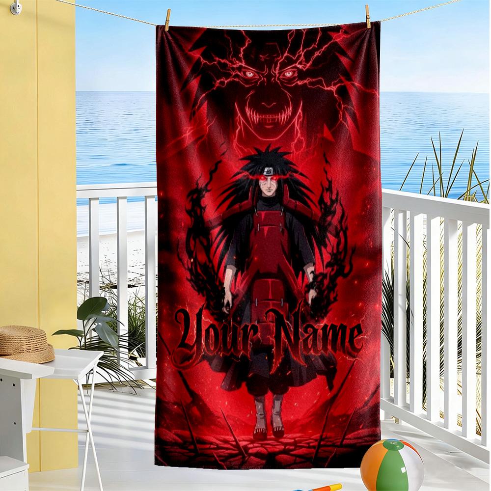 Naruto Character Customized Name Beach Towel Soft Durable Quick-Dry Perfect for Traveling Yoga Camping and Swimming