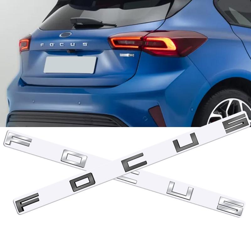 AHYU6 Metal 3D Badge Letter Logo Car Rear Trunk Body Sticker Emblem For Ford Focus ST line X Glossy Black Accessories