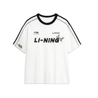Li Ning Sports Fashion Series Letter Print Round Neck Loose Short Sleeve T-Shirt Unisex Tops White AHSU657-1(TEAM702-3.4.1)
