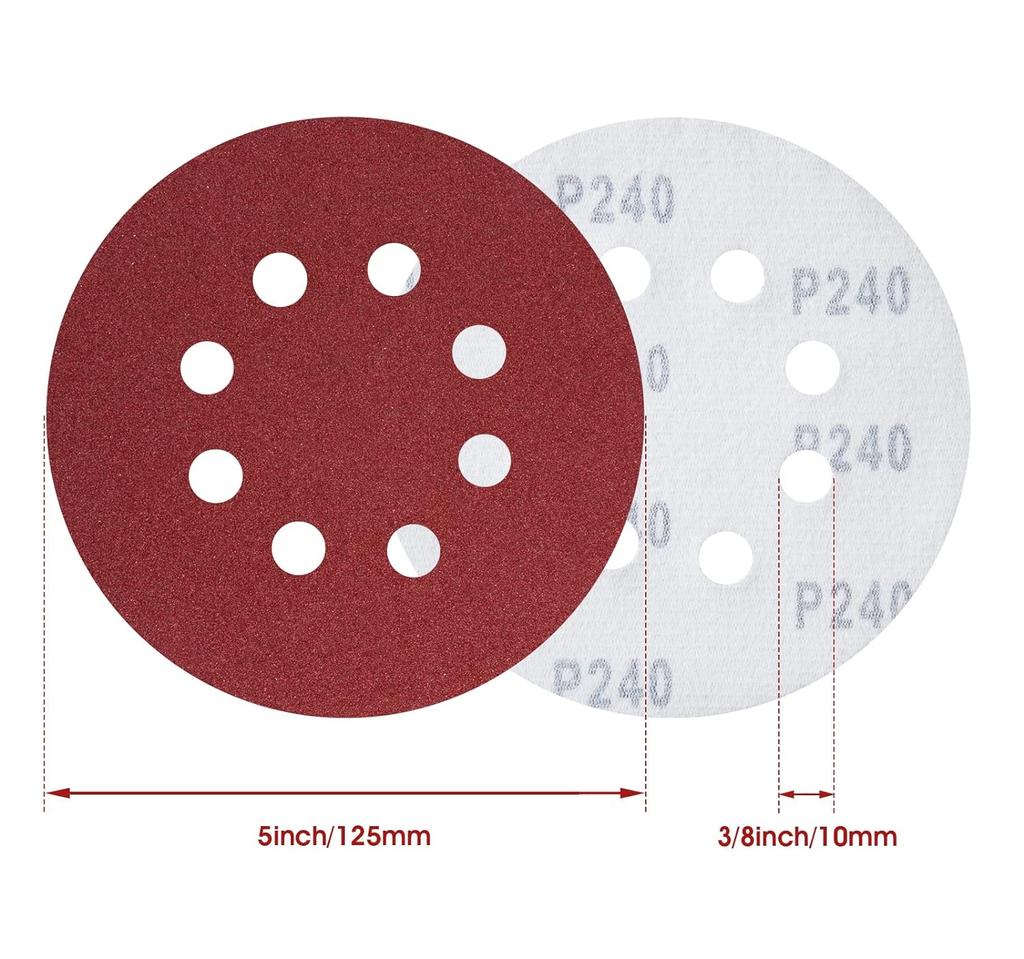 5inch 8 Hole 125mm Sanding Paper Set Screen Discs Woodworking Metal Grinding Disc Abrasive Polishing Tool 40/80/100/120/2000Grit