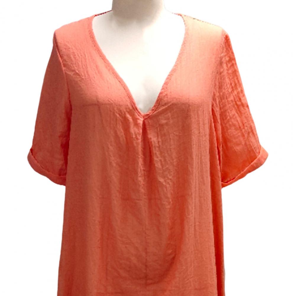 Bohemian Style Cotton Linen Loose Dress Women's V-neck Dress Vintage Straight Beach Dress Soft Breathable Long Dresses