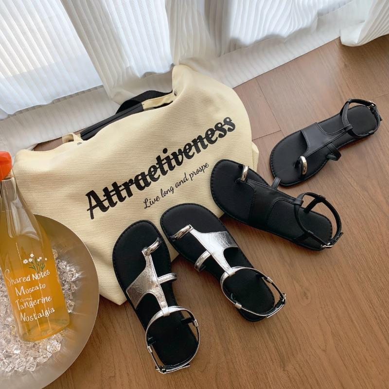 Fashion Women's Sandals Flat Cover Toe Comfortable Women's Shoes 2025 Summer New Retro Women's Casual Roman Sandals Zapatos De Mujer