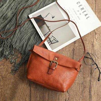 Genuine Leather Mini Crossbody Bags For Women Vintage Natural Soft Cowhide Solid Color Versatile Simple Shoulder Bags