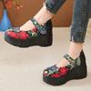 Fashion High Quality 7CM Genuine Leather Pigskin Moccasins Ladies Summer Women Thick Soled Flats Platform Wedge Sandals Round Toe Shoes