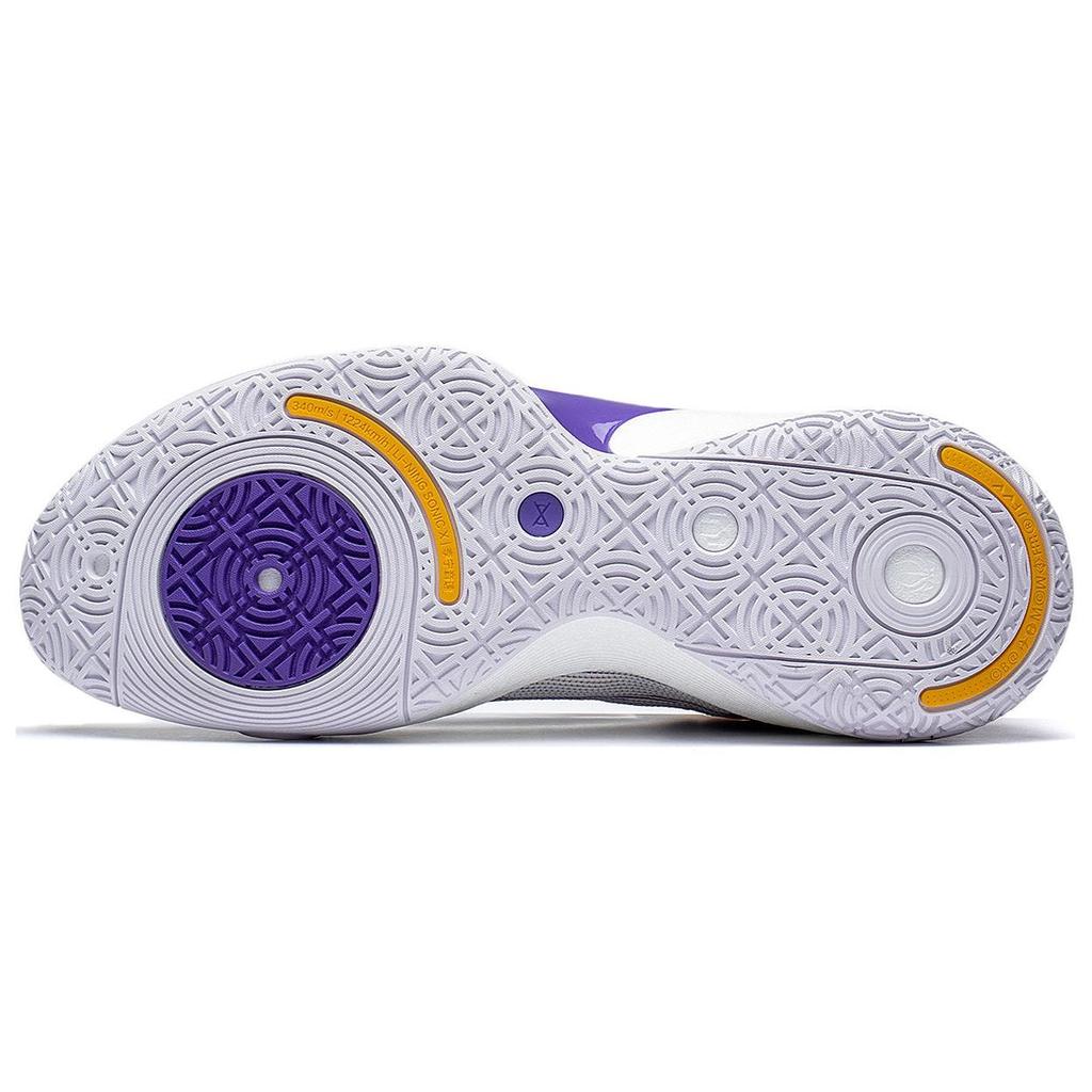 Li Ning Sonic 10 Ultra Durable Breathable Mid-Top Basketball Shoes Men Basketball Shoes White Purple ABAS145-4