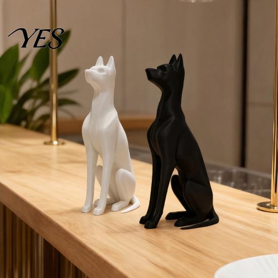Minimalist Dog Statue 3D Printed Sitting Figurine, Modern Statue, Animal White Figurine Sculpture Decoration for Home Office Desk, Gift Pet Lovers PLA