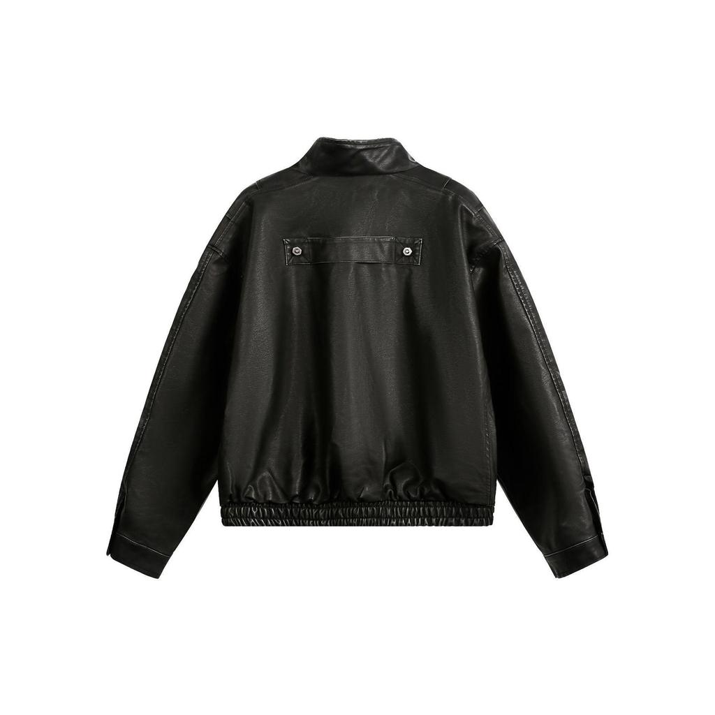 QIYOU 2025 Autumn Retro PU Leather Motorcycle Jacket for Men & Women - Structural Patchwork Design