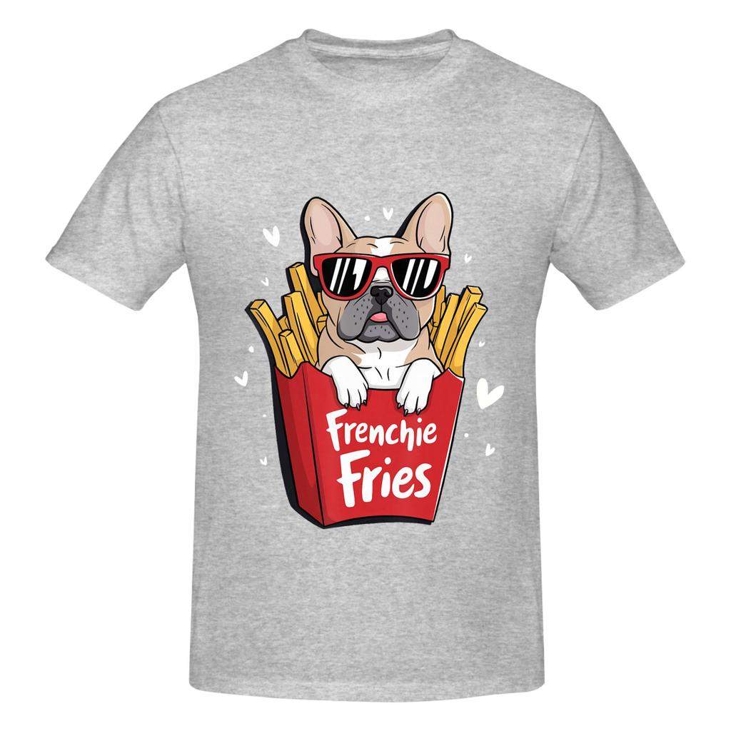 1 Piece Frenchie Fries Graphic 100 Cotton Tshirt French Bulldog Tees Tops For Unisex