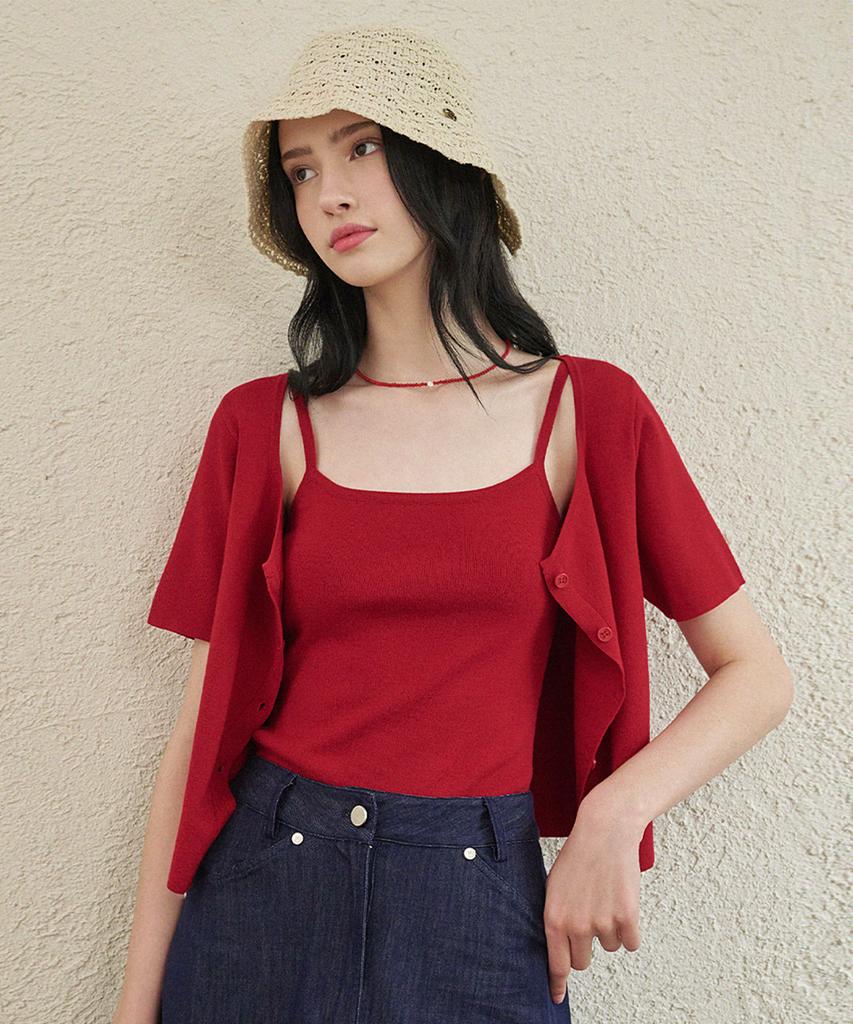 Micane Alyssa Crop Cardigan-Sleeveless Set