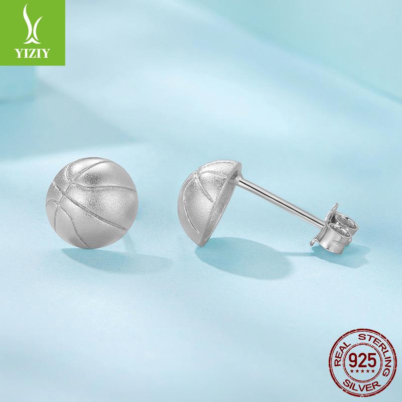 

Серьги-пусеты из стерлингового серебра 925 пробы в виде баскетбольных мячей для мужчин и женщин, личностные, энергичные, полностью серебряные сферические серьги-пусеты 925 silver