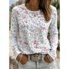 Tops for Women Ditsy Floral Print Round Neck Long Sleeve T-shirt Fall Casual Slim Pullover Women's Long Sleeve Top