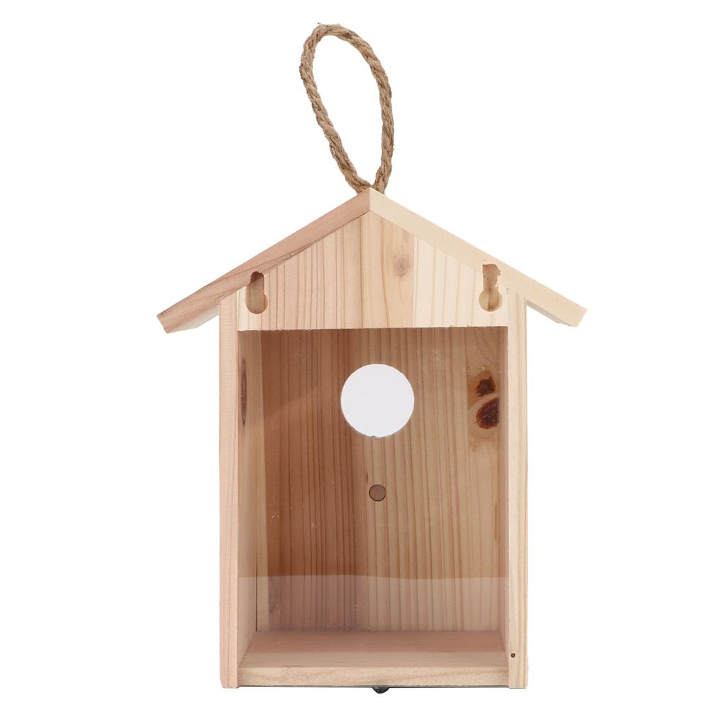 Wooden Window Bird House with Strong Suction Cup Outdoor Bird House for Garden Yard Decoration