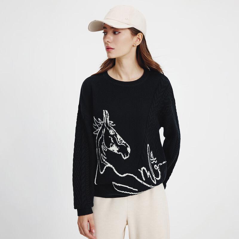 Navigare Women's Loose Round Neck Wool Sweater