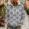 Women's Floral Print Long Sleeve Hoodie with Pocket and Casual Pullover Sweatshirt
