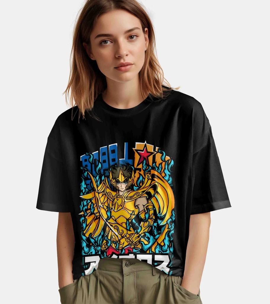 Saint Seiya Printed Shirt Tshirt Anime Pattern Tshirt for Men Women Summer Pure Cotton Loose and Fashionable Short Sleeved Top