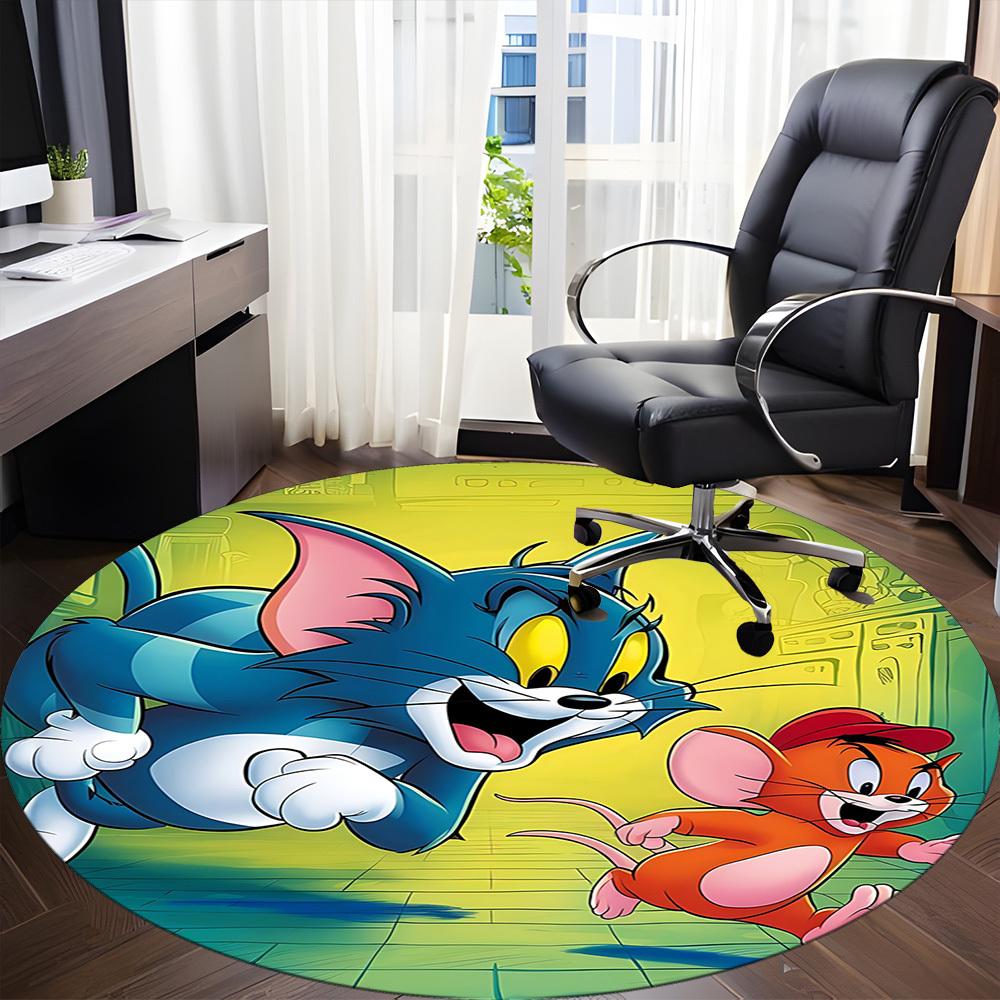 1 Stück Tom und Jerry Büro Runder Teppich, Schlafzimmer Wohnzimmer Heimdeko, Zimmerdeko, Offic a1016118