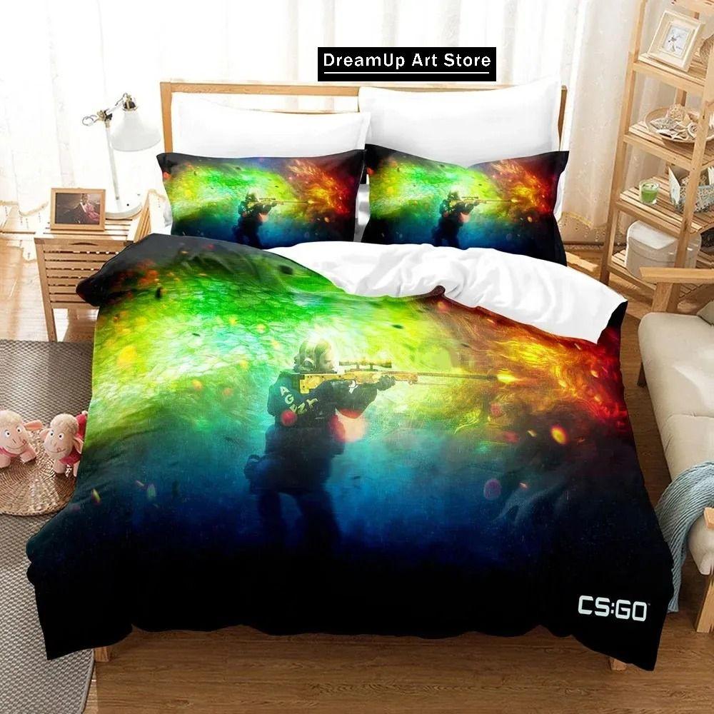 3D Print Fashion Shooting Game Csgo Bedding Set Boys Girls Twin Queen Full Size Duvet Cover Pillowcase Bed Adult Bedroom