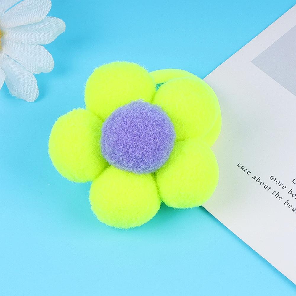 2pcs New Fur Flower Elastic Girl Womens Ponytail Holders Plush Ball Hair Ring Elastic Hair Rope Hair Tie Accessories Pompom
