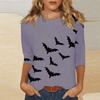 Women's Fashion Casual Round Neck Printed 3/4 T-shirt Top