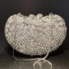 Diamant-Abend-Clutches Herzform Blumen-Handtaschen Luxus Damen Neu Weiß/Gold/Silber Kristall-Hochzeitstaschen Brauttaschen