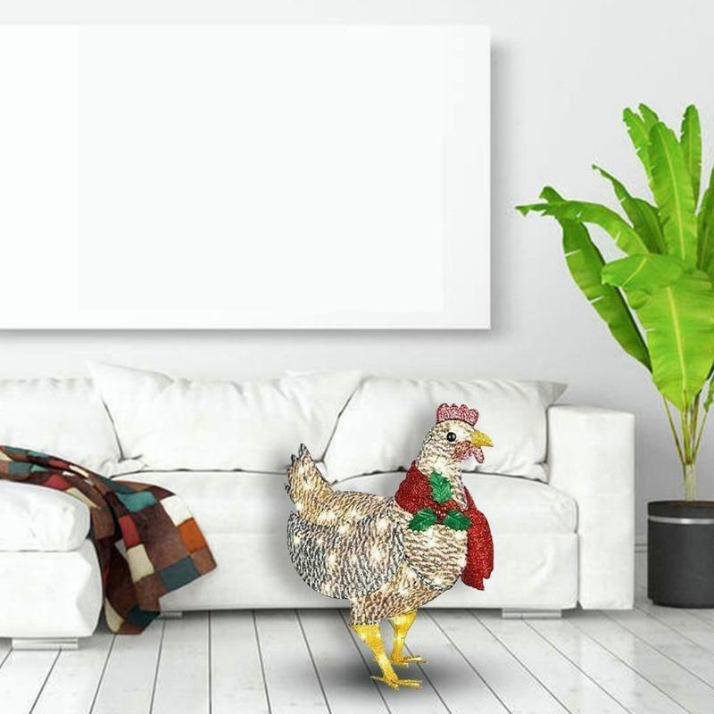 

Светящаяся курица с шарфом Праздничное украшение Рождественские украшения для сада на открытом воздухе 25*15cm