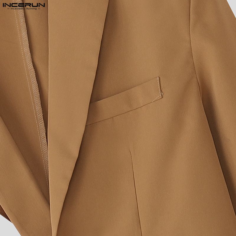 INCERUN Men One Shoulder Long Sleeve Cutout Bandage Irregular Thin Blazer Coats