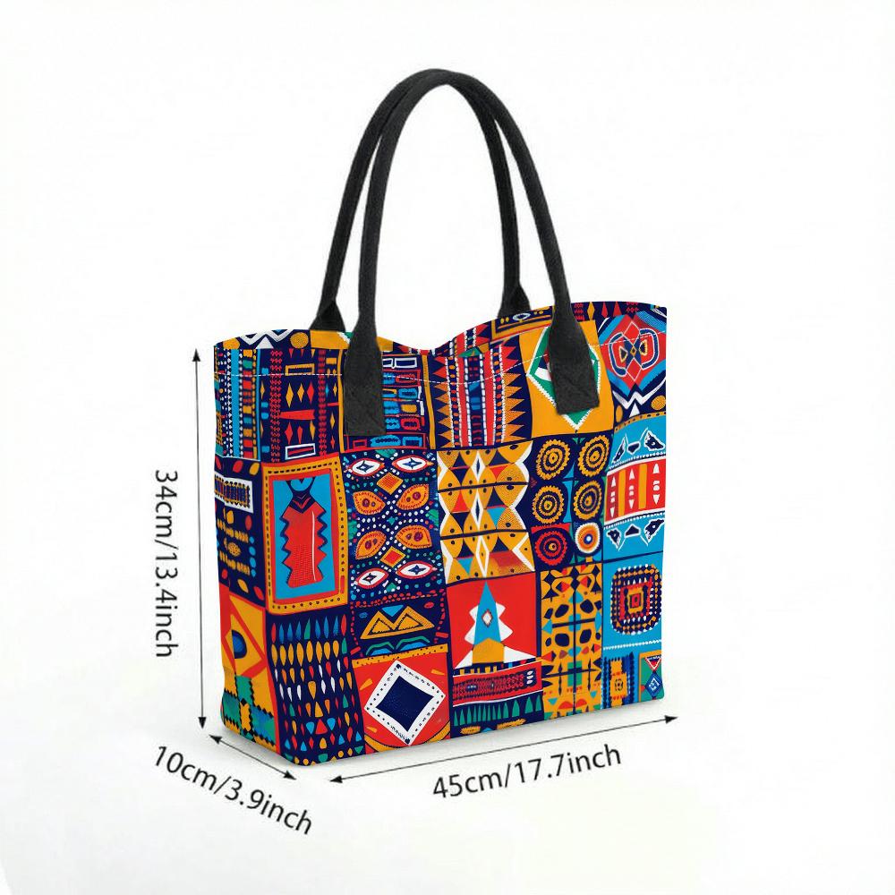 Bohemian Tote Bag Ethnic Pattern Large Capacity Shoulder Bag for Travel Shopping Daily Use