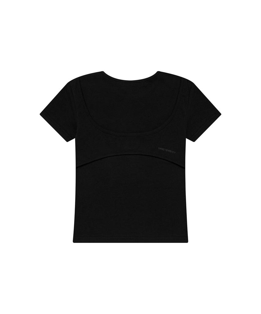 THREE TO EIGHTY Mock Bustier Layer Tee Black