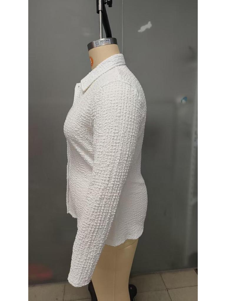 2025 European-American Women's Long-Sleeved Waist-Cinching Shirt: Niche, Fashionable, and Stylish for Spring/Summer.