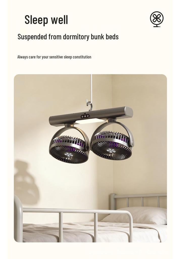 Adjustable Dual-Head Fan: Desktop, Car, Hanging - Multi-Functional for Summer Use
