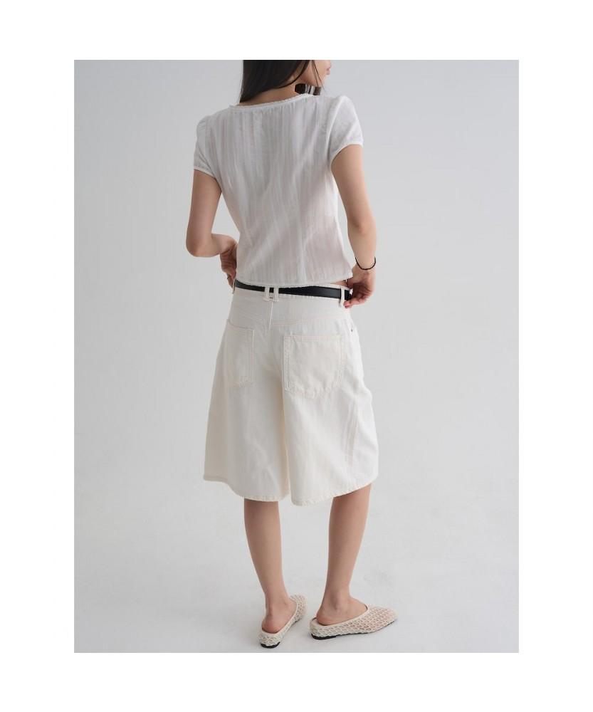 8SECONDS Midi Denim Shorts Ivory