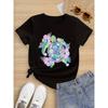 Tropical Girls' T-Shirt Made of Featuring a Sea Turtle Pink Blossoms Offering a Fresh And Artistic Vibe Essential for Casual Wear