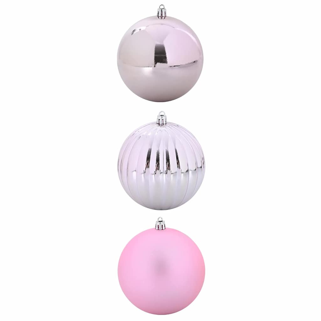 XXL Christmas Ornament Set 3 pcs Pink Plastic