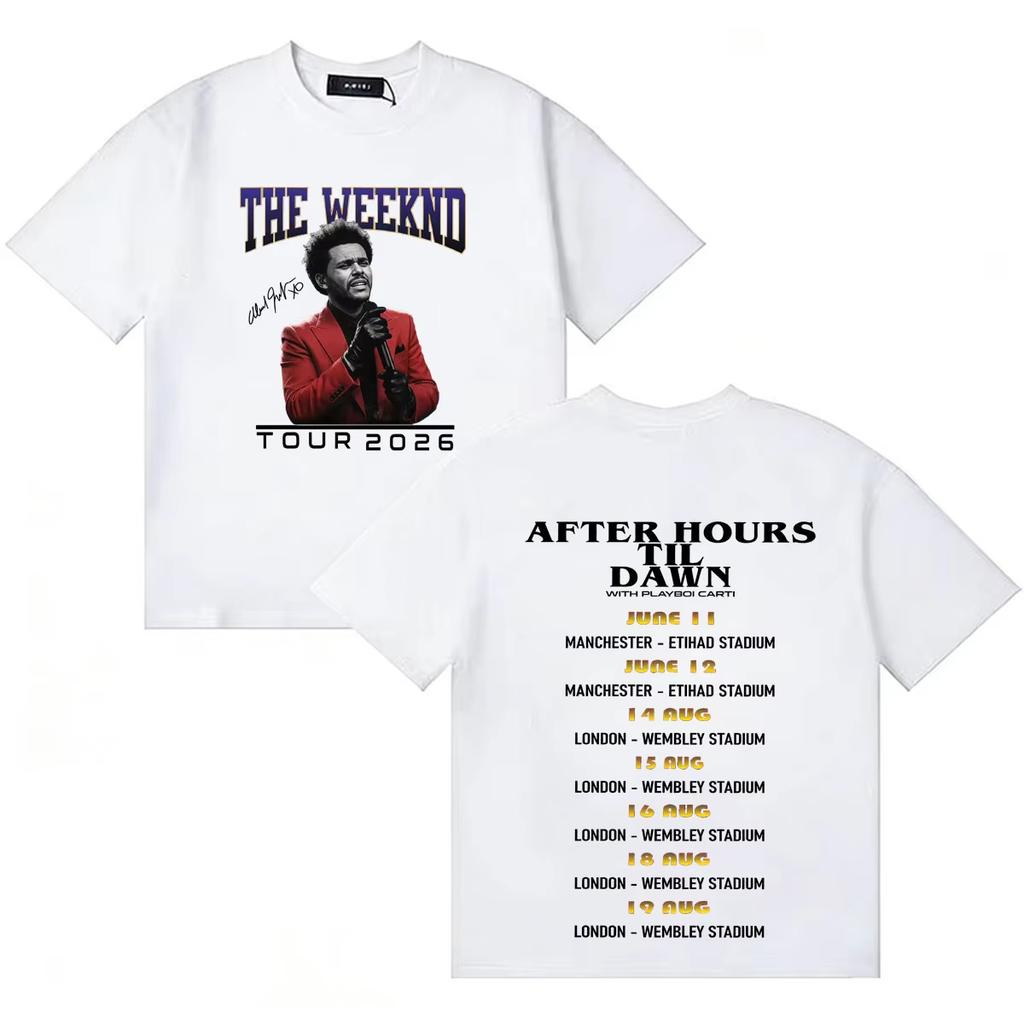 Singer The Weeknd After Hours Til Dawn 2026 World Tour Fashion High Quality Short Sleeve Popular Y2K Crew Neck Women And Men T-Shirt