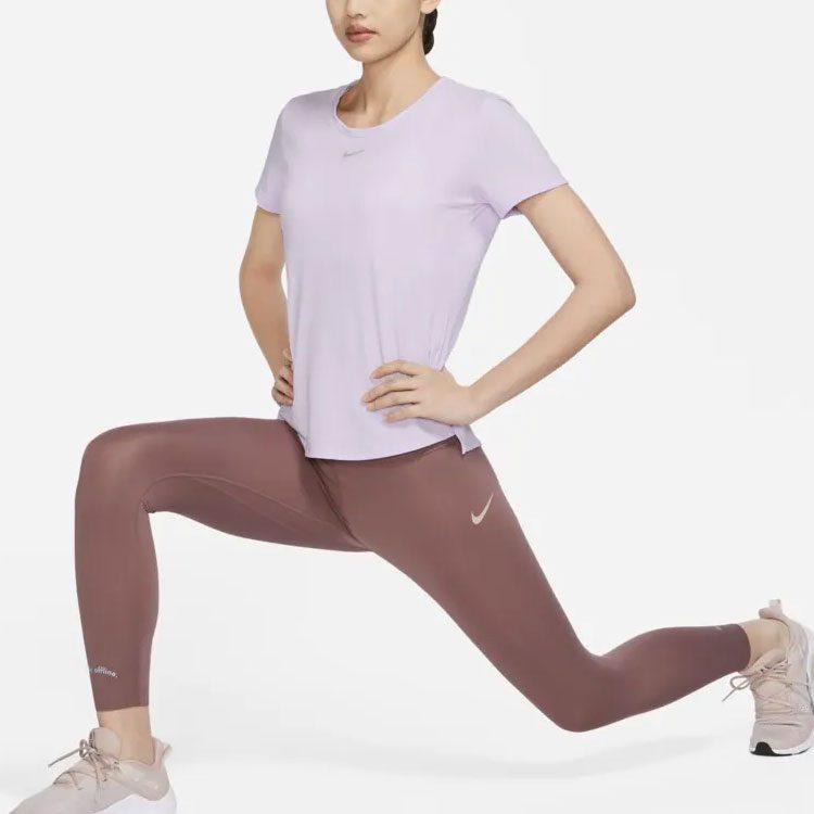 Nike T Shirts Women's Purple Crew Neck Moderate Straight Fit DD0619-530