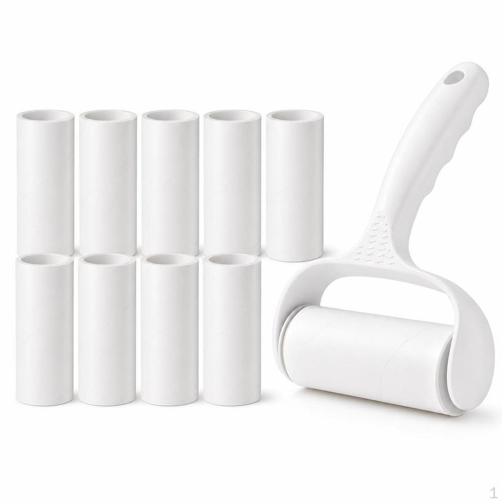 Lint Roller Set with TearOff Sheets for Pet Hair and Clothing White Handle + 10 Rolls (approx. 300