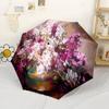 Floral Elegance A Vibrant Bouquet In A Round Canvas Print Portable Automatic Umbrella With Elegant Collapsible With 8Rib Durable Plastic Iron