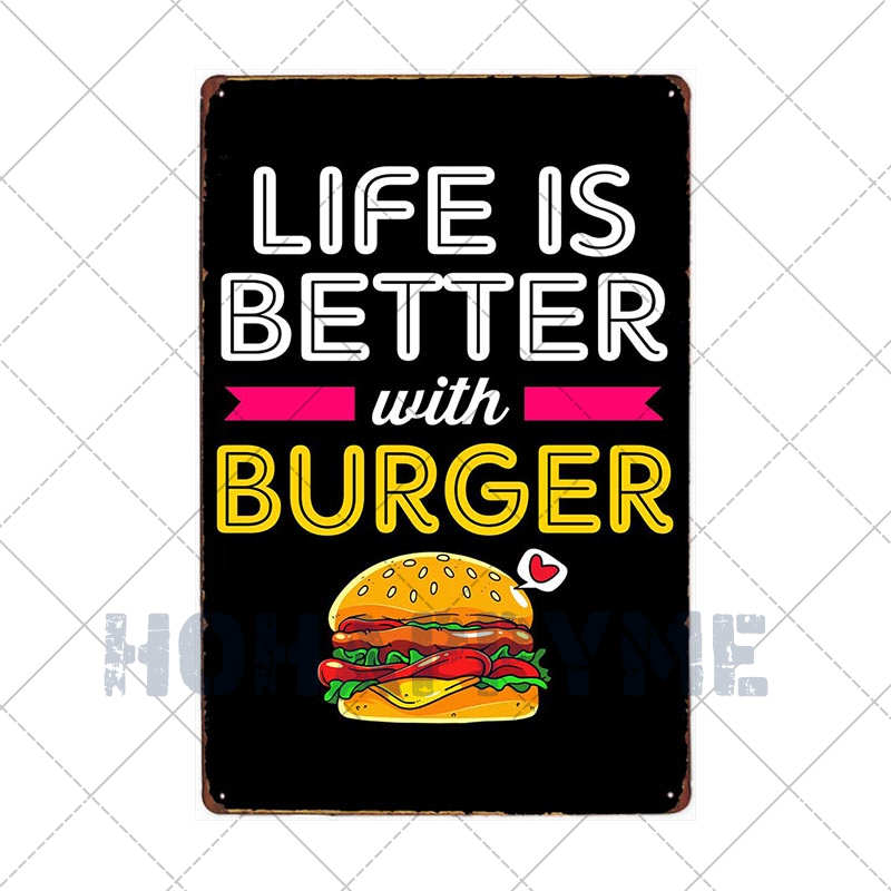 Hamburgers Metal Sign Plaque HamToast Hog Dag Food Cafe Bar Pub Restaurante Kitchen Decoration Art Craft Poster Tin Plate20x30cm