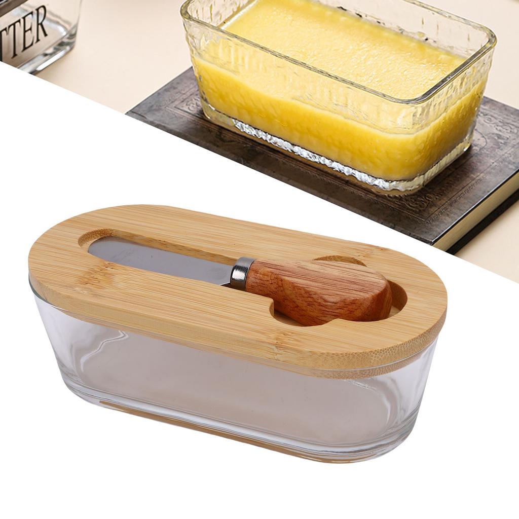 Glass Dish with Lid Airtight for Freshness 300ML Rectangular for Kitchen Countertop Decor