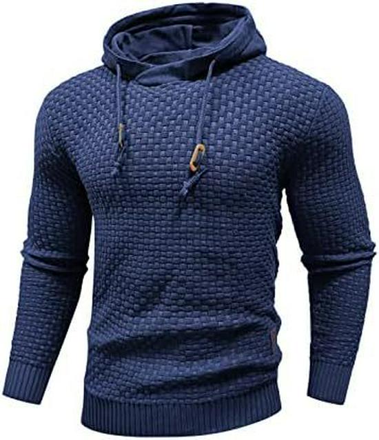 Zaitun Men's Long Sleeve Knitted Hooded Sweatshirt