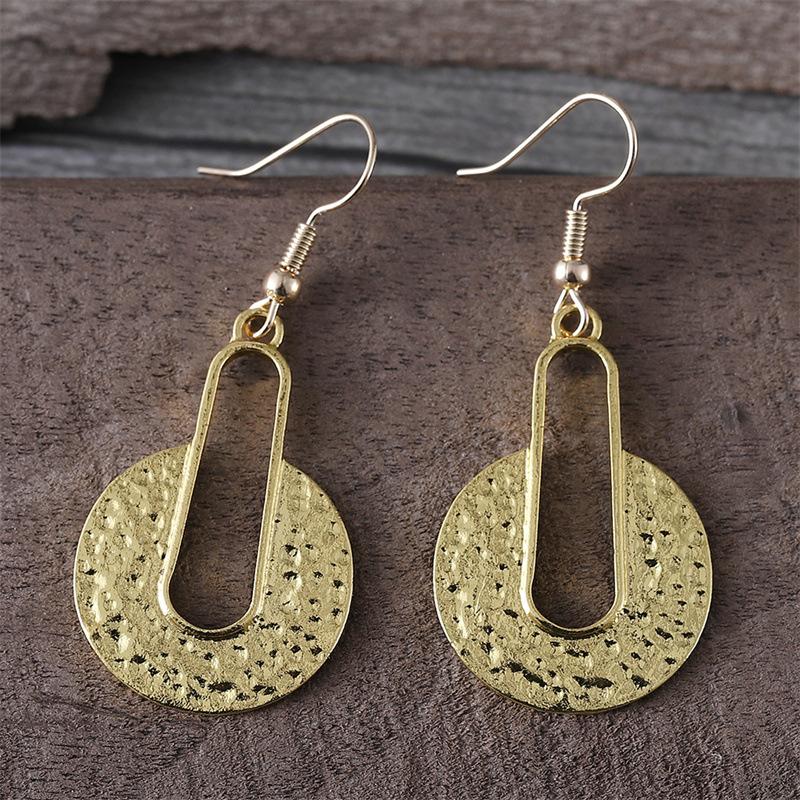 Western Style Tribal Long Round Retro Exaggerated Fashion Texture Combination Earrings