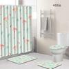 Flamingo Bathroom Shower Curtain Floor Mat Toilet Cover Foot Mat Four-Piece Pattern Size