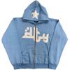 Men Women Streetwear Hoodie Zip Up Graphic Print Loose Fit Casual Sweatshirt Youth